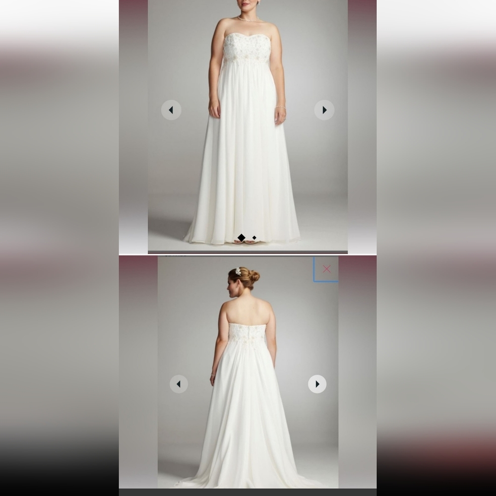 Galina Woman Soft Crinkle Chiffon A-line Wedding Gown Size 16